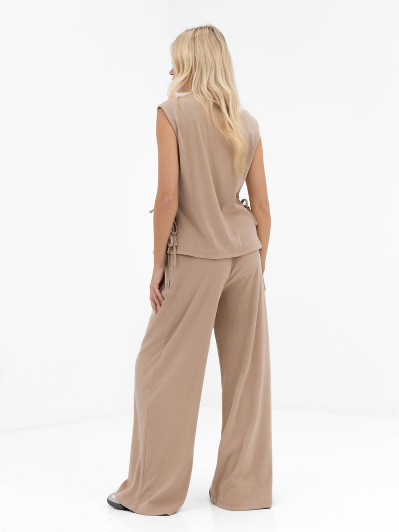 Alma Tie Up Vest - Tan