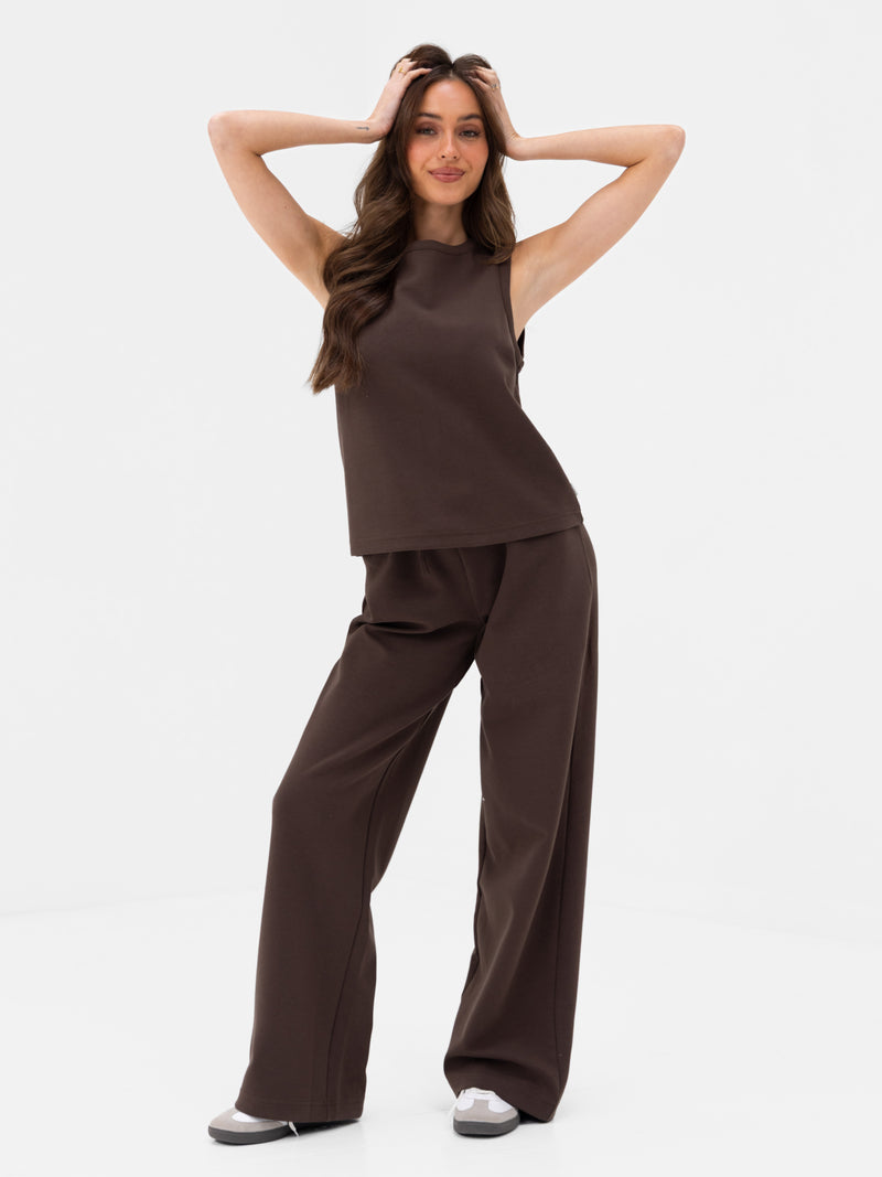 Emmy Button Up Vest - Mocha Brown