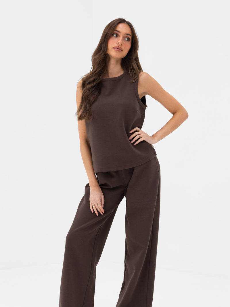 Emmy Button Up Vest - Mocha Brown