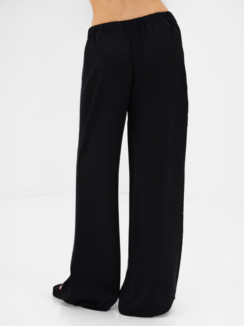 Thalia Satin Trousers - Black