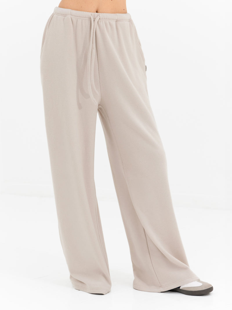 Ebony Wide Leg Trousers - Light Stone