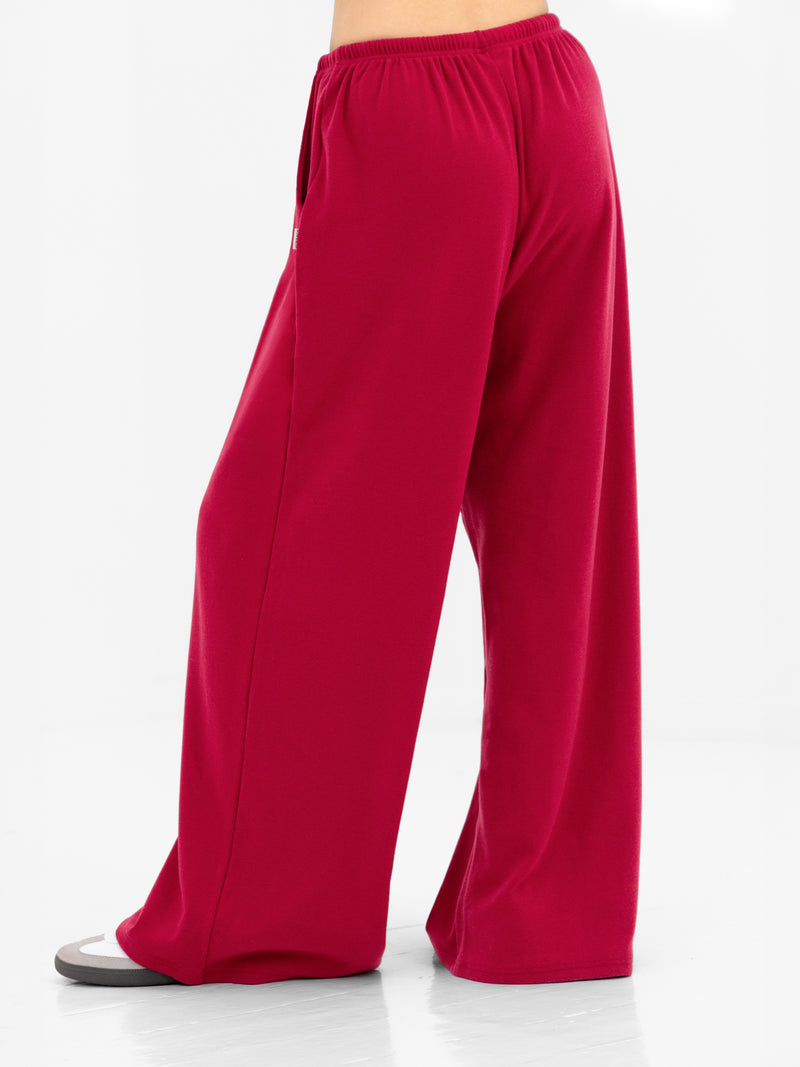 Ebony Wide Leg Trousers - Deep Raspberry
