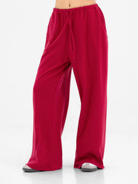 Ebony Wide Leg Trousers - Deep Raspberry