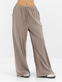 Ebony Wide Leg Trousers - Neutral Taupe