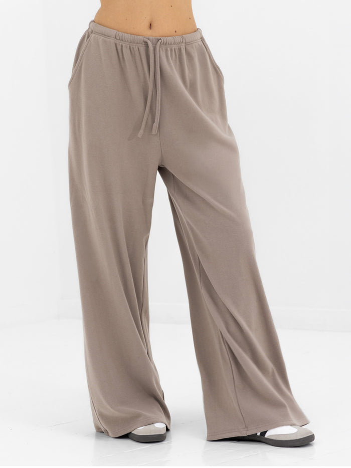 Ebony Wide Leg Trousers - Neutral Taupe