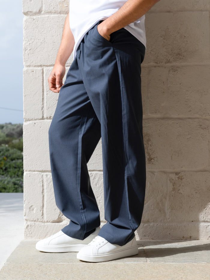 Jude Relaxed Linen Trousers - Dark Blue