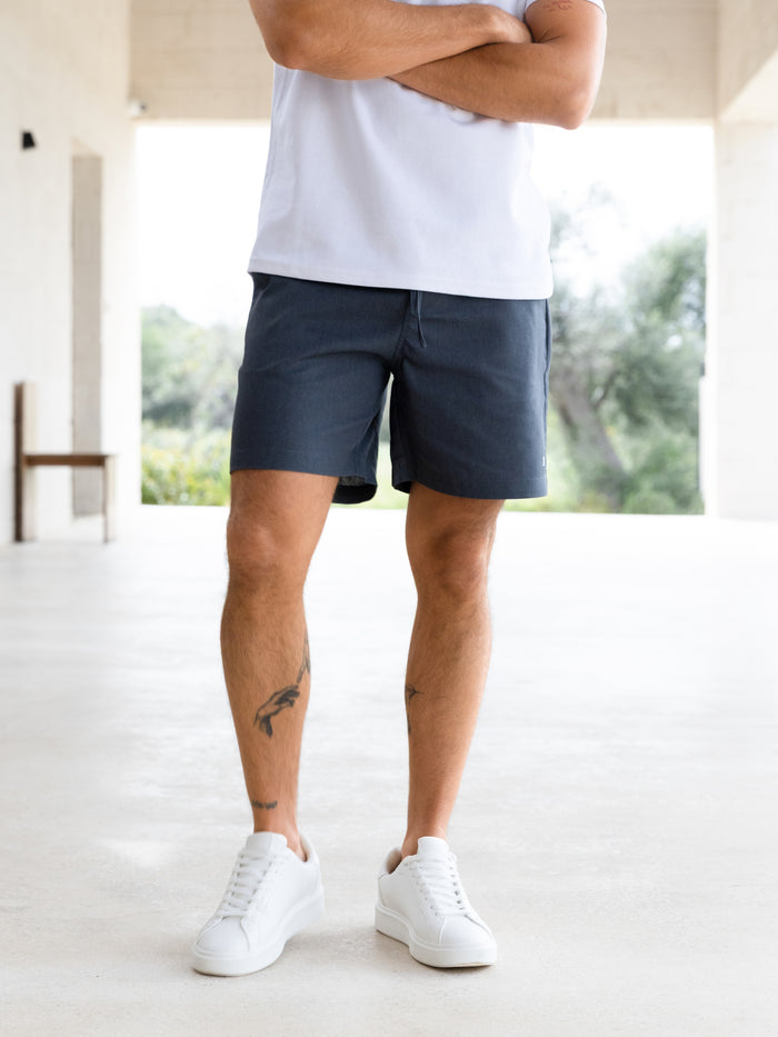 Jude Relaxed Linen Shorts - Dark Blue