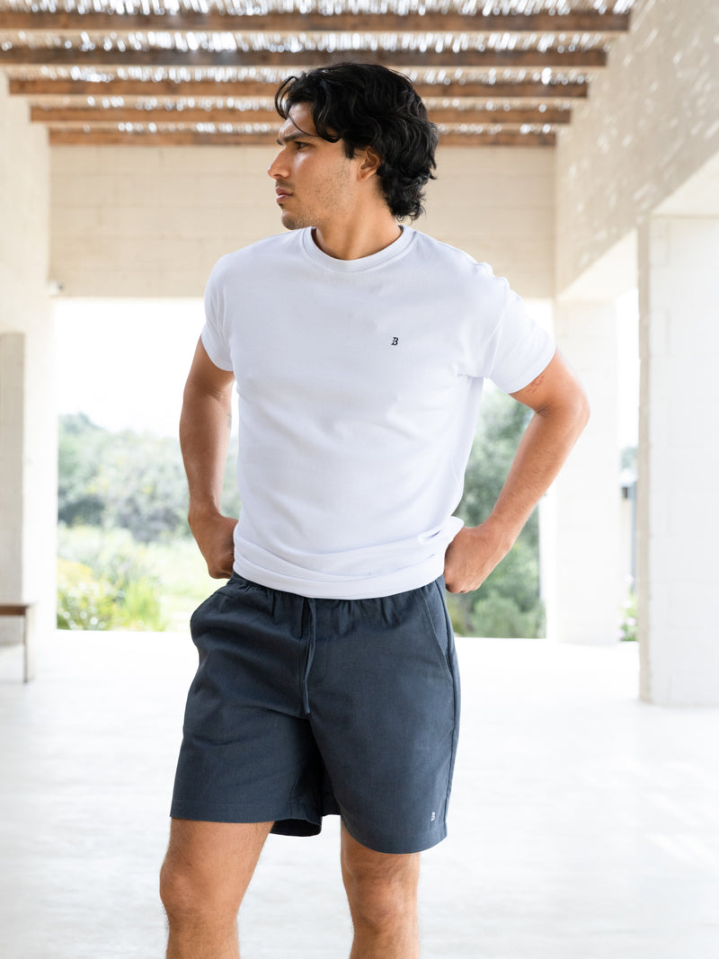 Jude Relaxed Linen Shorts - Dark Blue