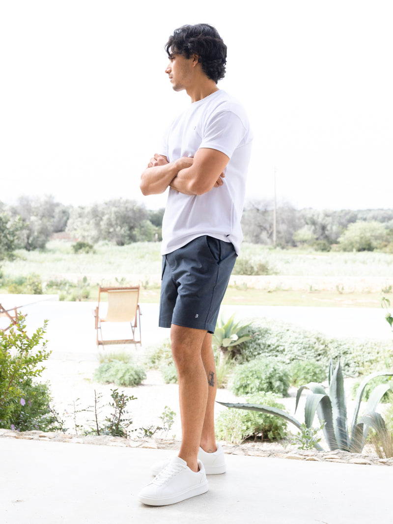 Jude Relaxed Linen Shorts - Dark Blue