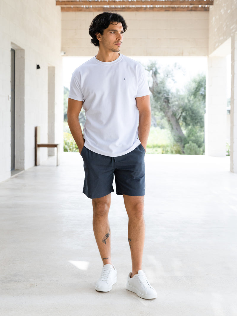 Jude Relaxed Linen Shorts - Dark Blue