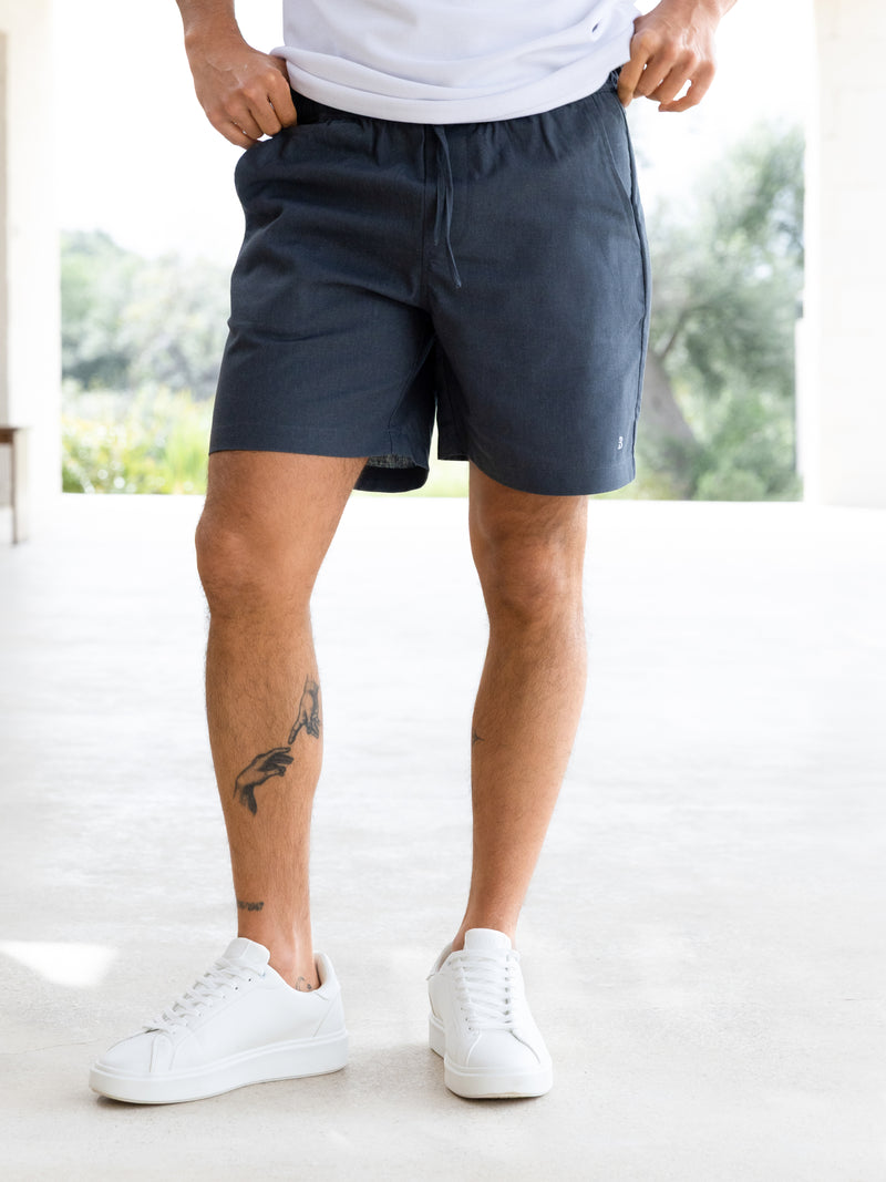 Jude Relaxed Linen Shorts - Dark Blue