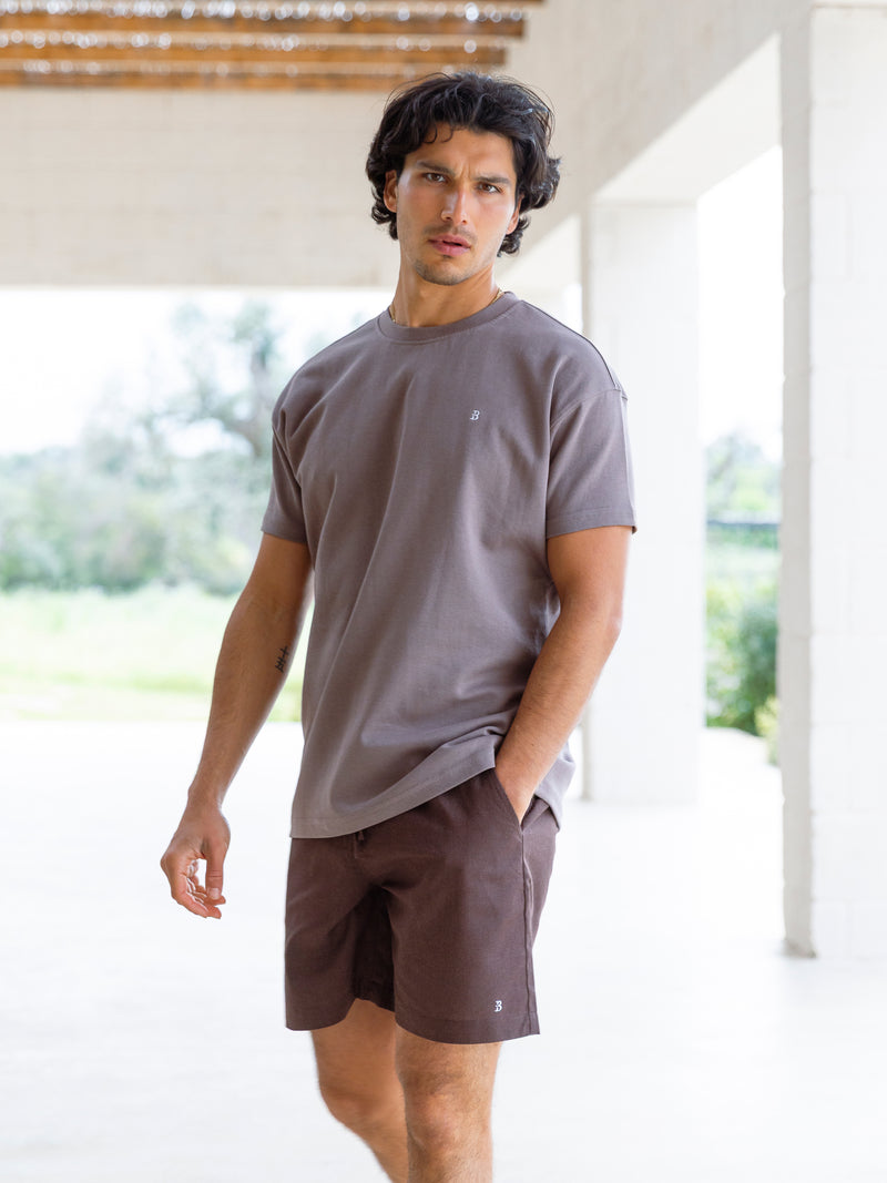 Jude Relaxed Linen Shorts - Dark Brown