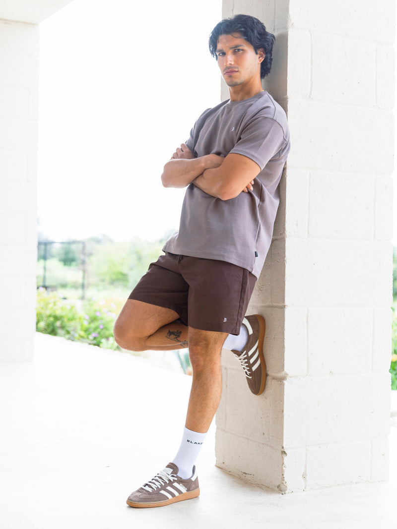 Jude Relaxed Linen Shorts - Dark Brown