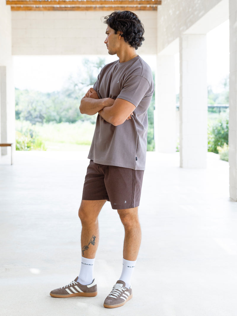 Jude Relaxed Linen Shorts - Dark Brown