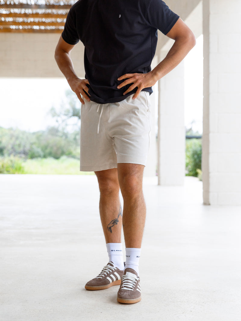 Jude Relaxed Linen Shorts - Light Beige