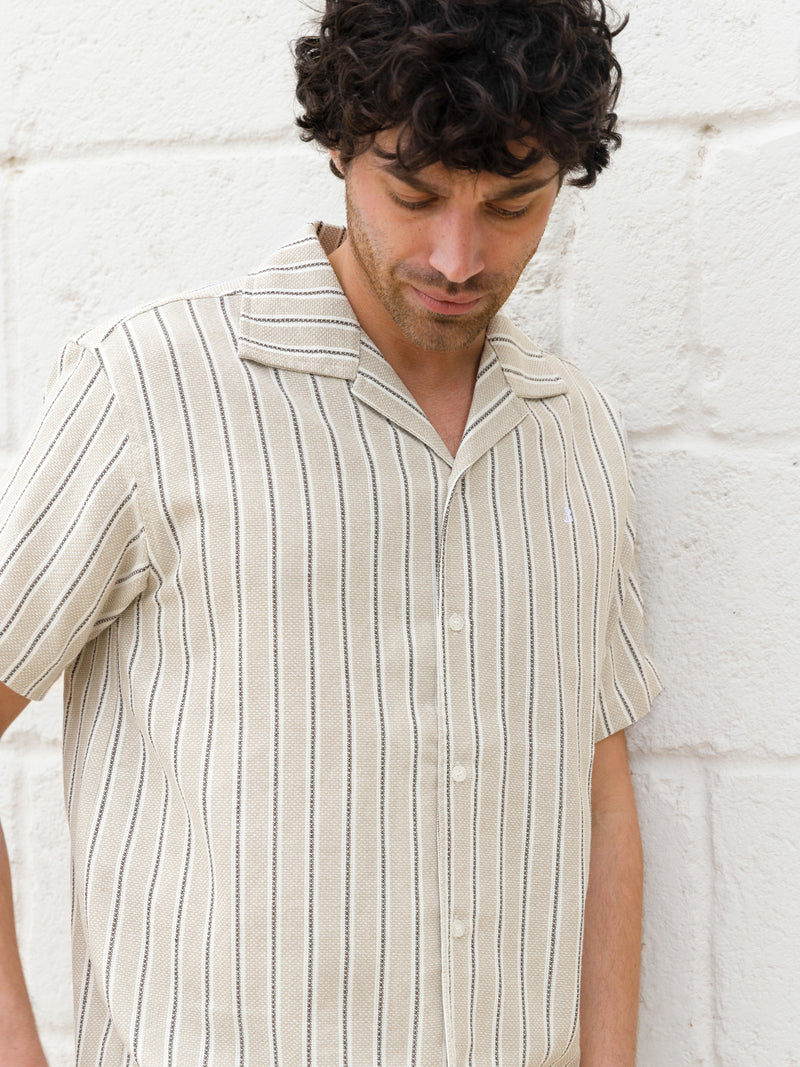 Leon Relaxed Stripe Shirt - Tan