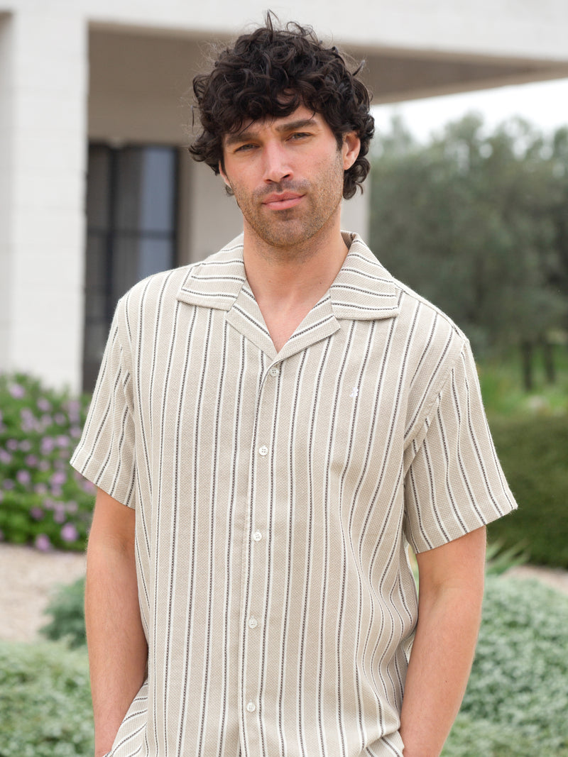 Leon Relaxed Stripe Shirt - Tan