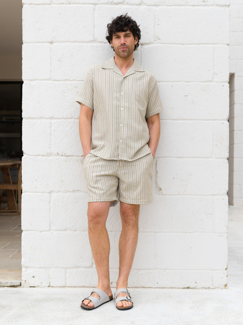 Leon Relaxed Stripe Shirt - Tan