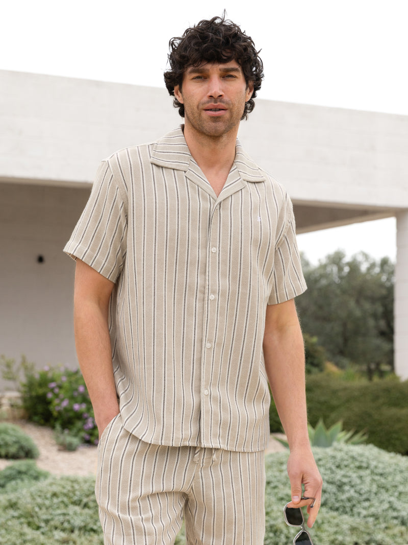 Leon Relaxed Stripe Shirt - Tan