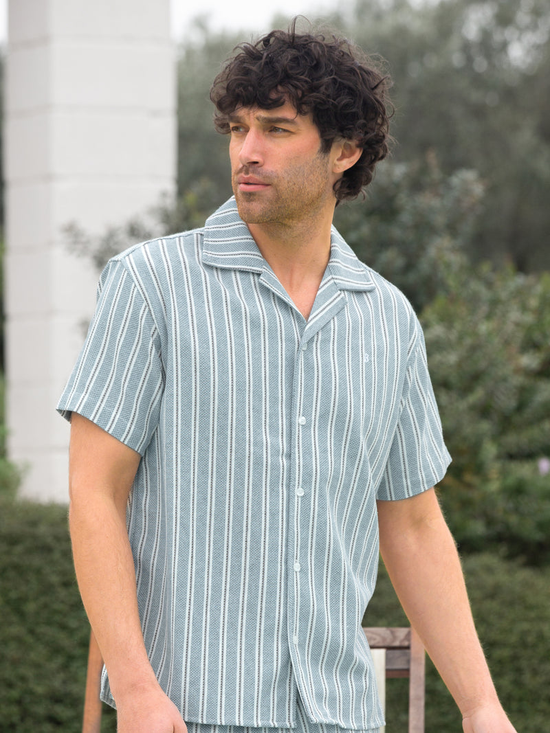 Leon Relaxed Stripe Shirt - Teal