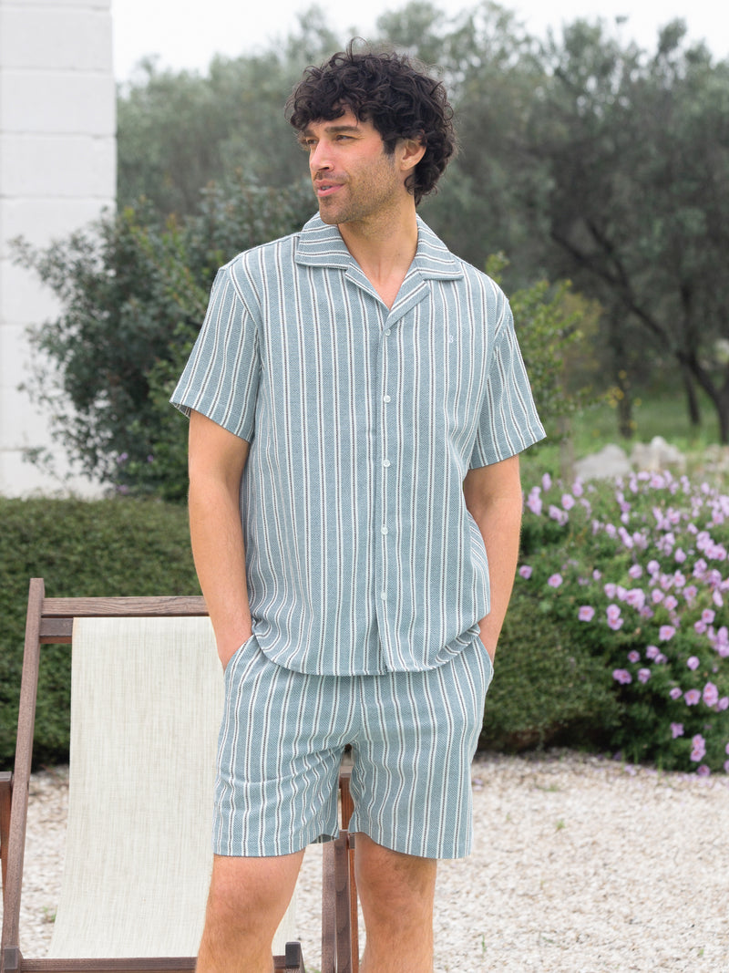 Leon Relaxed Stripe Shorts - Teal