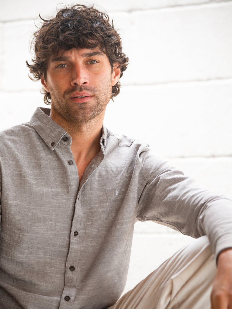 Conrad Long Sleeve Textured Shirt - Dark Grey