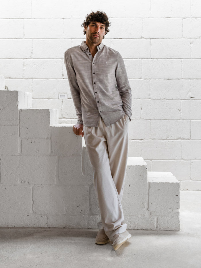 Conrad Long Sleeve Textured Shirt - Dark Grey