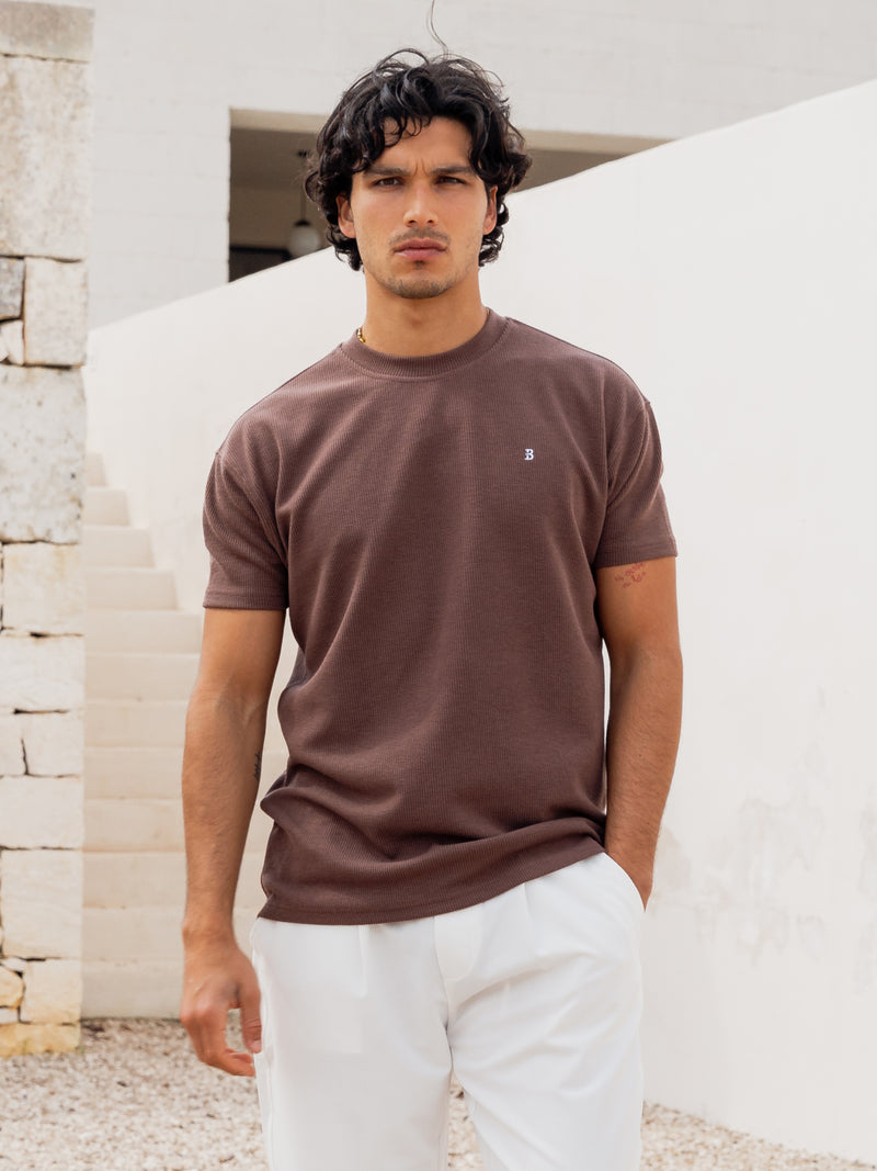 Aidan Relaxed Textured T-Shirt - Dark Brown