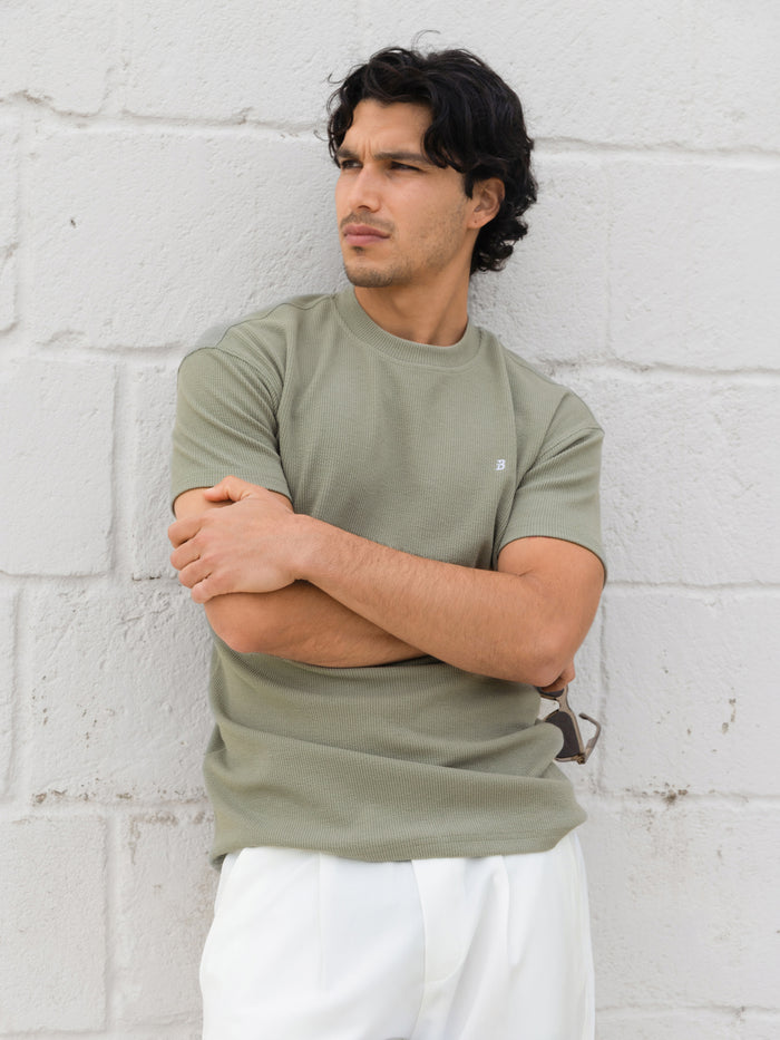 Aidan Relaxed Textured T-Shirt - Green