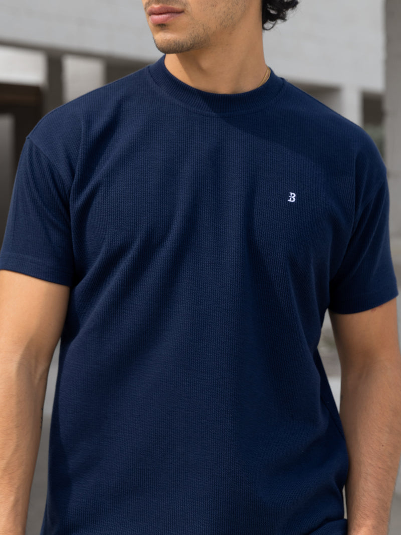 Buy Blakely Mens Navy Aidan Relaxed Textured T-Shirt | Free