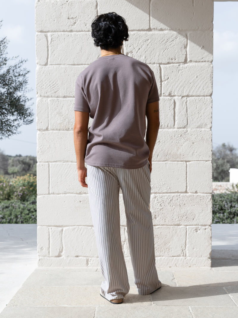 Jonah Relaxed Stripe Trousers - Beige
