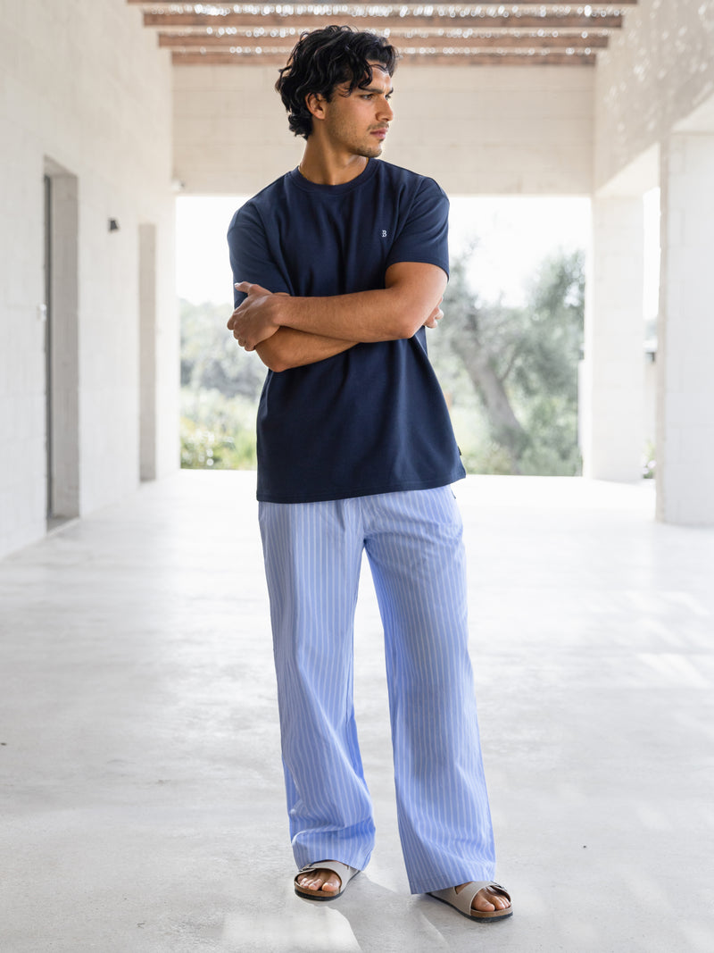 Jonah Relaxed Stripe Trousers - Blue