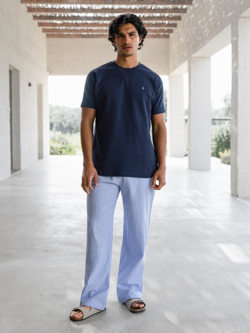 Jonah Relaxed Stripe Trousers - Blue