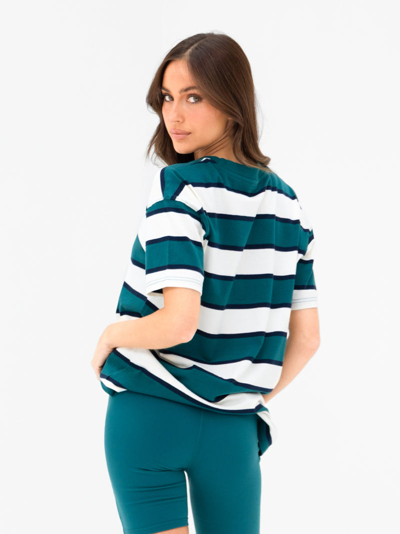 Skye Oversized Stripe T-Shirt - Green Mix