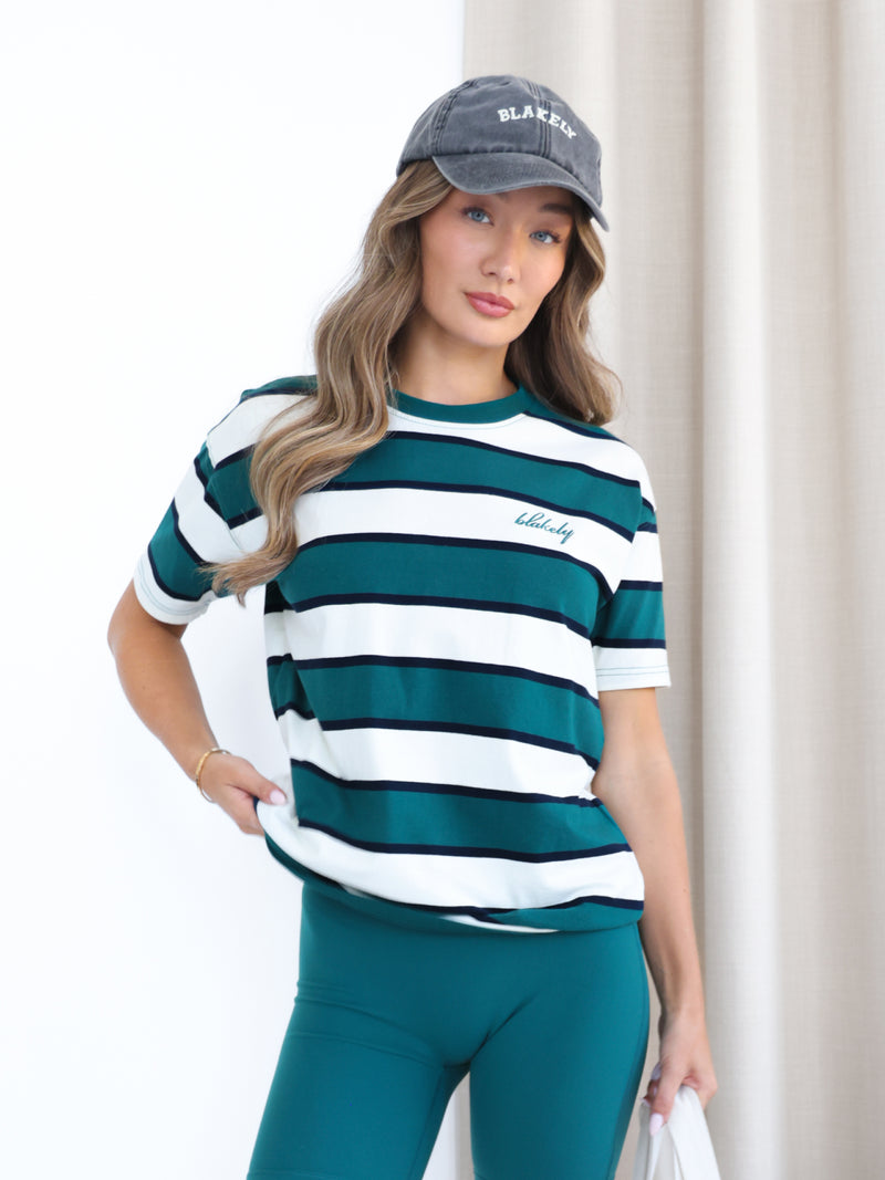Skye Oversized Stripe T-Shirt - Green Mix