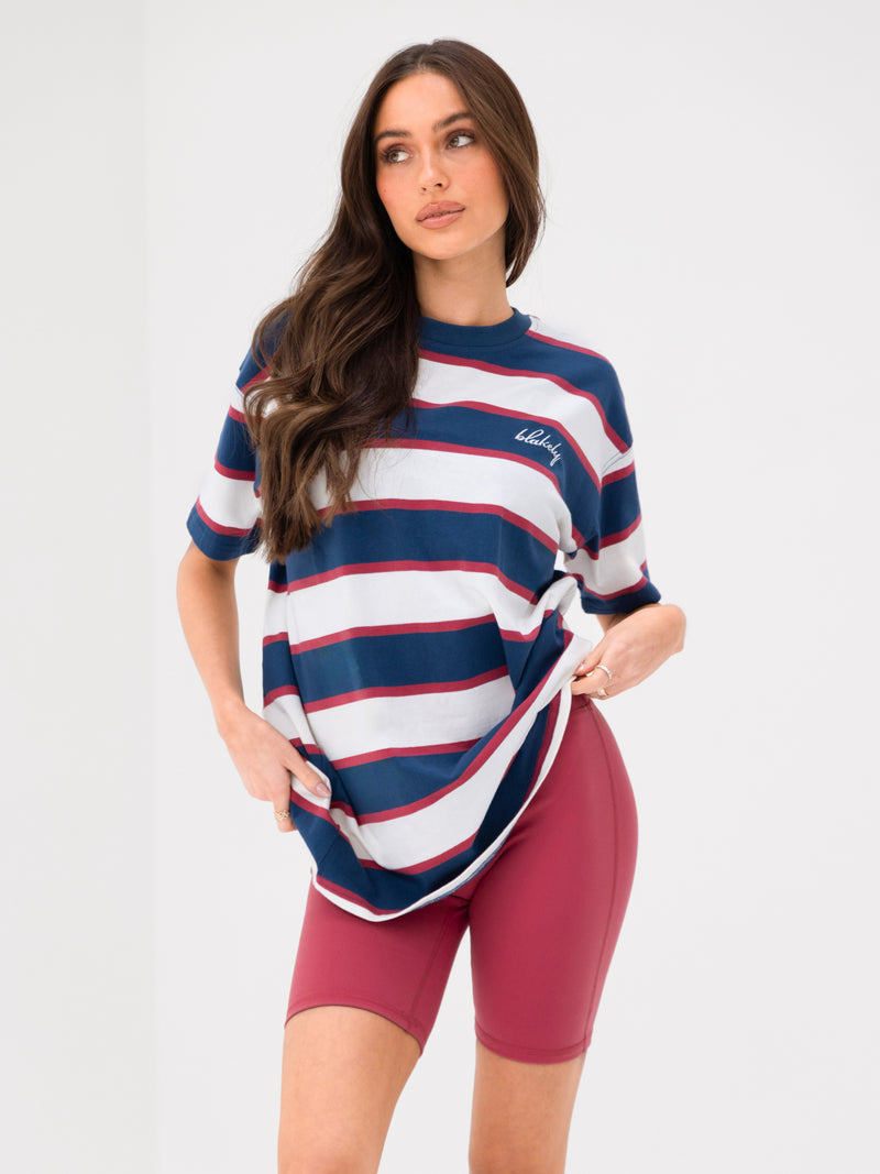 Skye Oversized Stripe T-Shirt - Red Mix