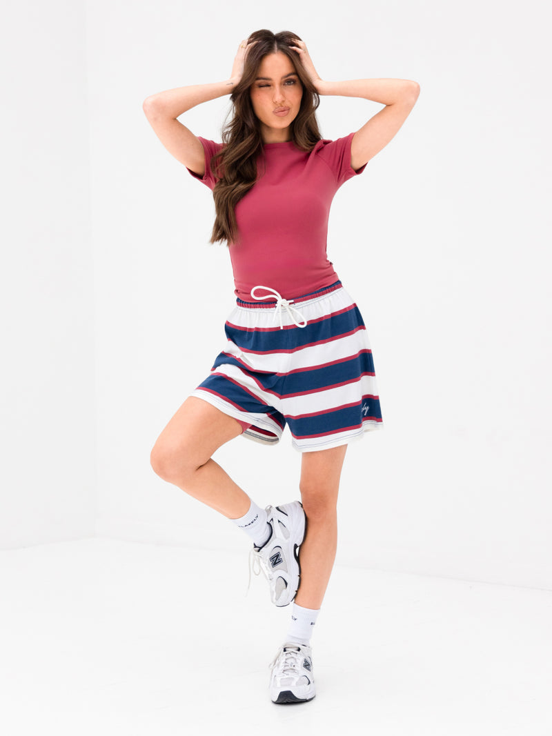 Skye Stripe Shorts - Red Mix
