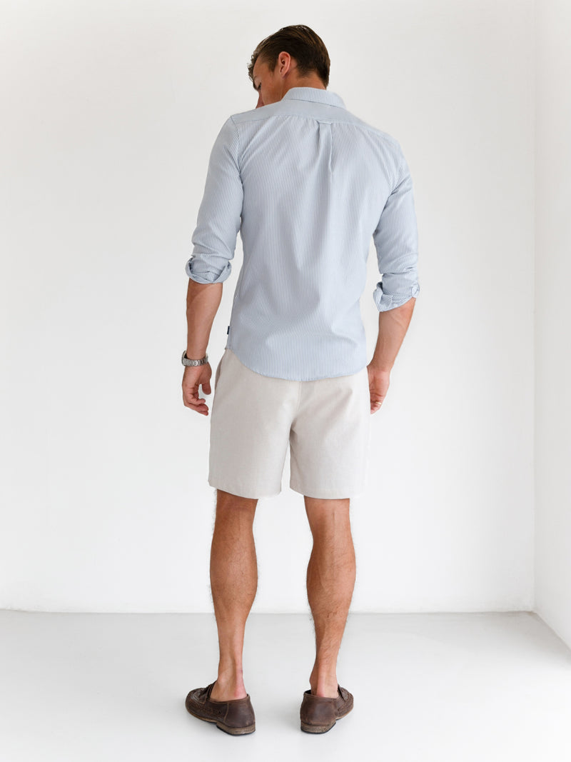 Oskar Stripe Long Sleeve Shirt - Light Blue