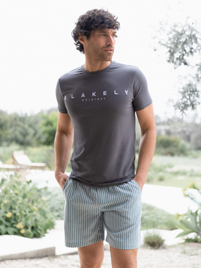 Oskar Relaxed Stripe Shorts - Washed Teal