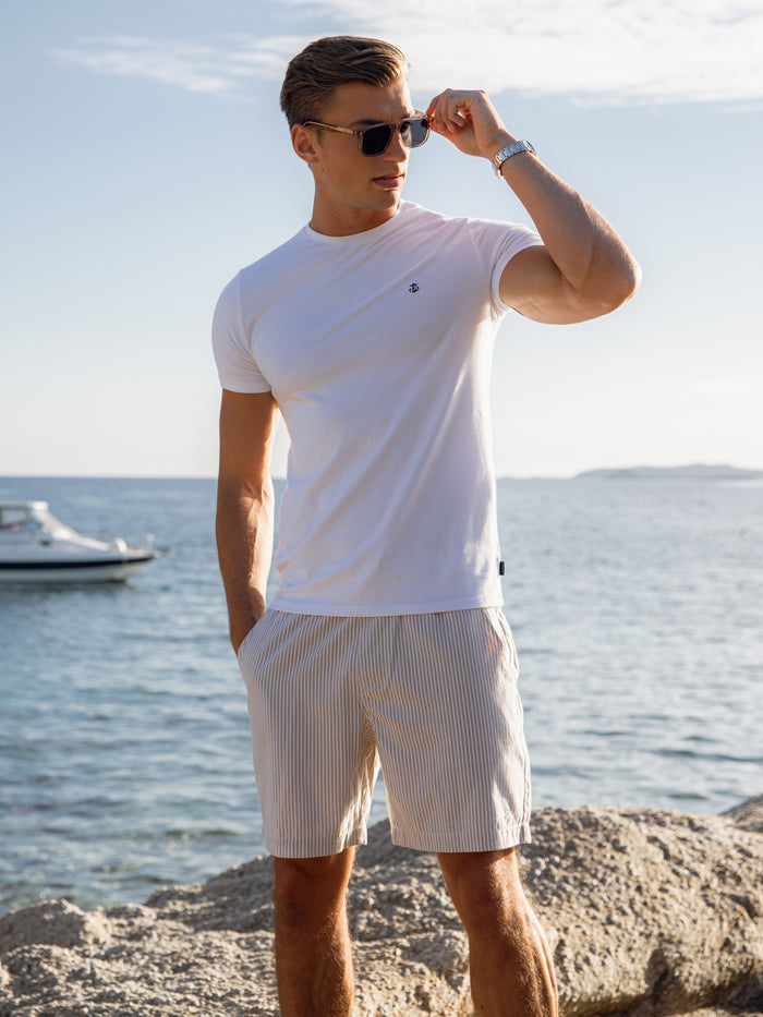 Ezra Relaxed Stripe Shorts - Beige