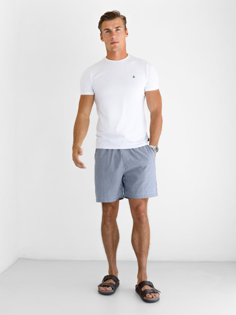 Ezra Relaxed Stripe Shorts - Navy
