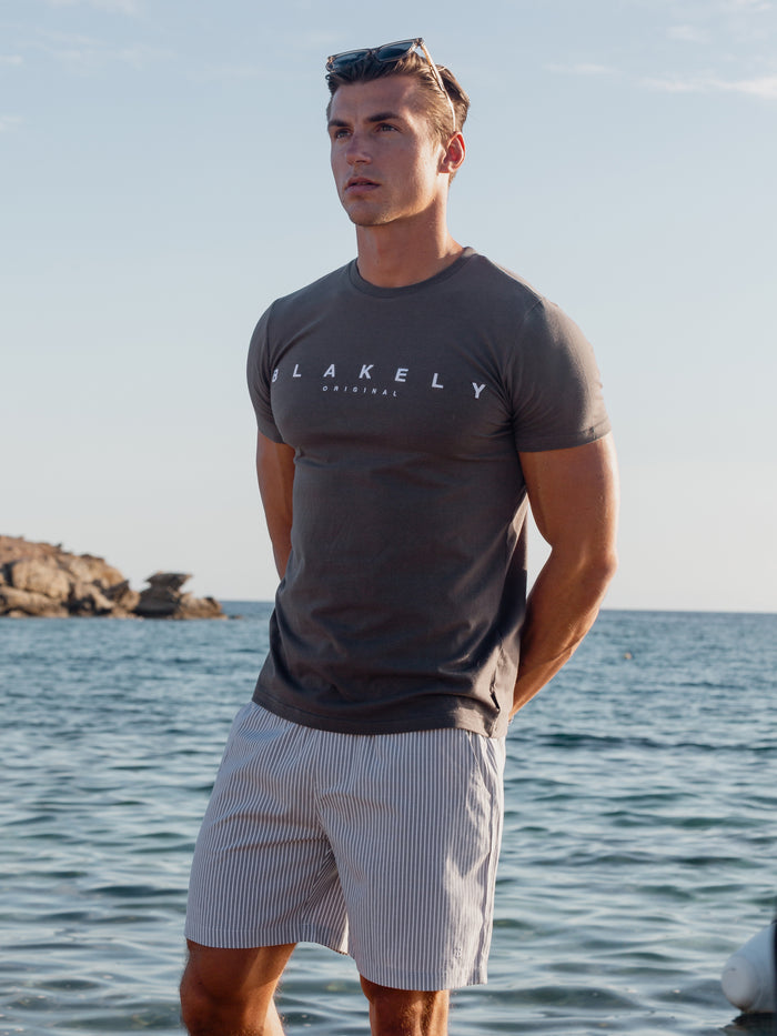 Ezra Relaxed Stripe Shorts - Navy
