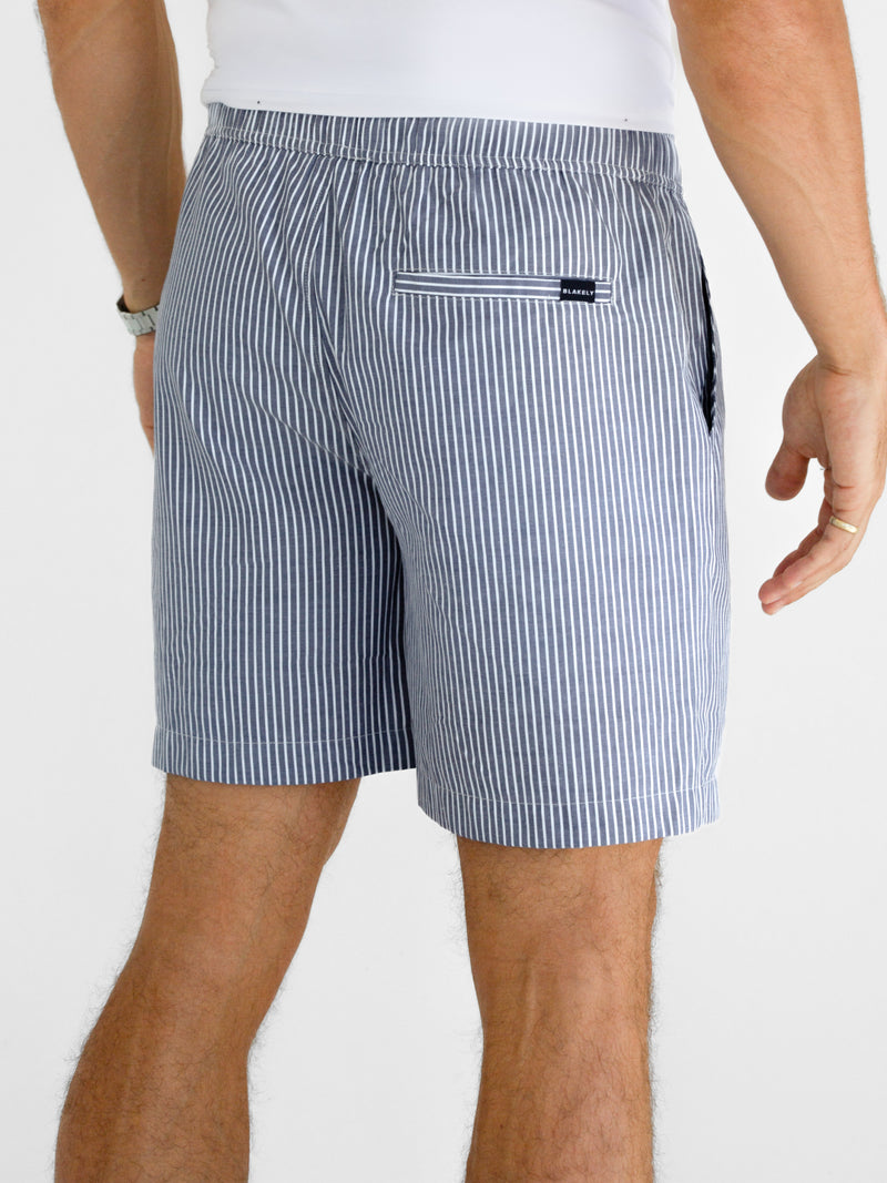 Ezra Relaxed Stripe Shorts - Navy
