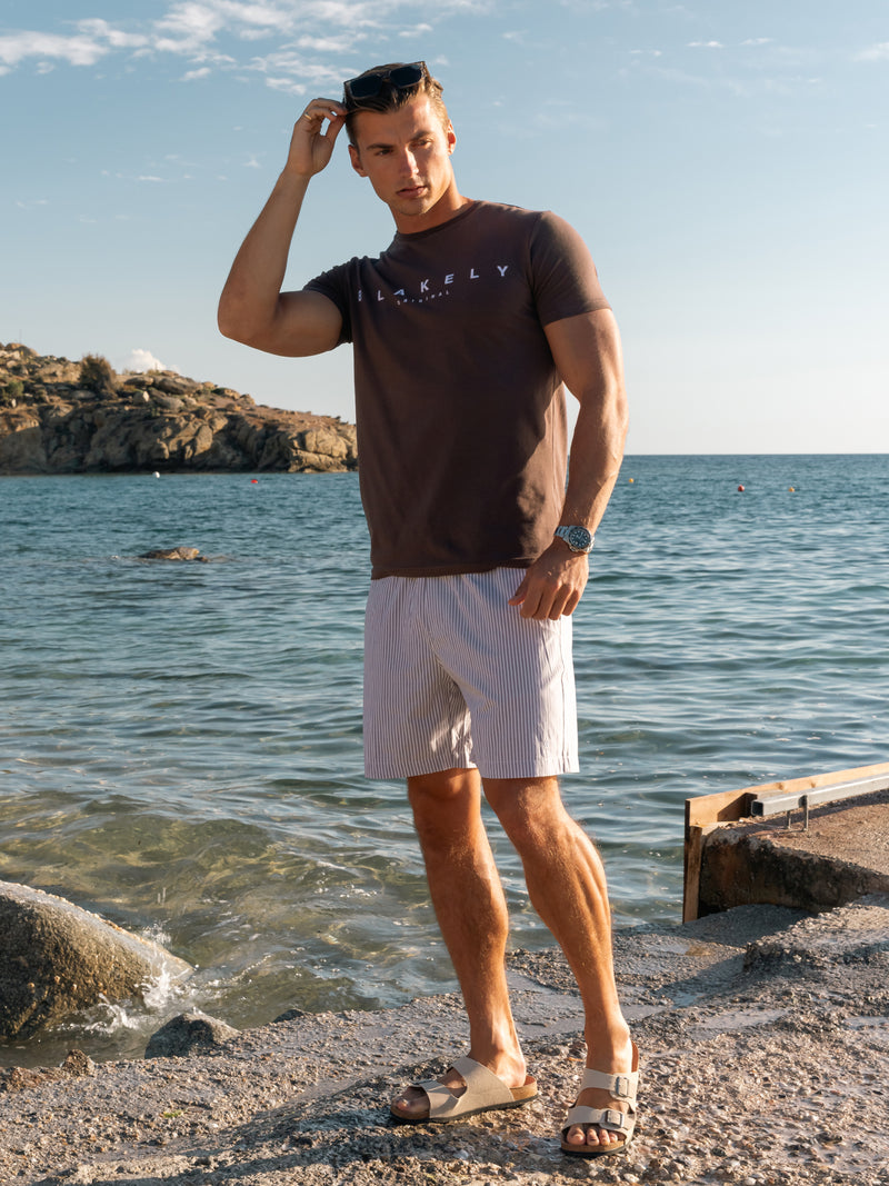 Ezra Relaxed Stripe Shorts - Purple