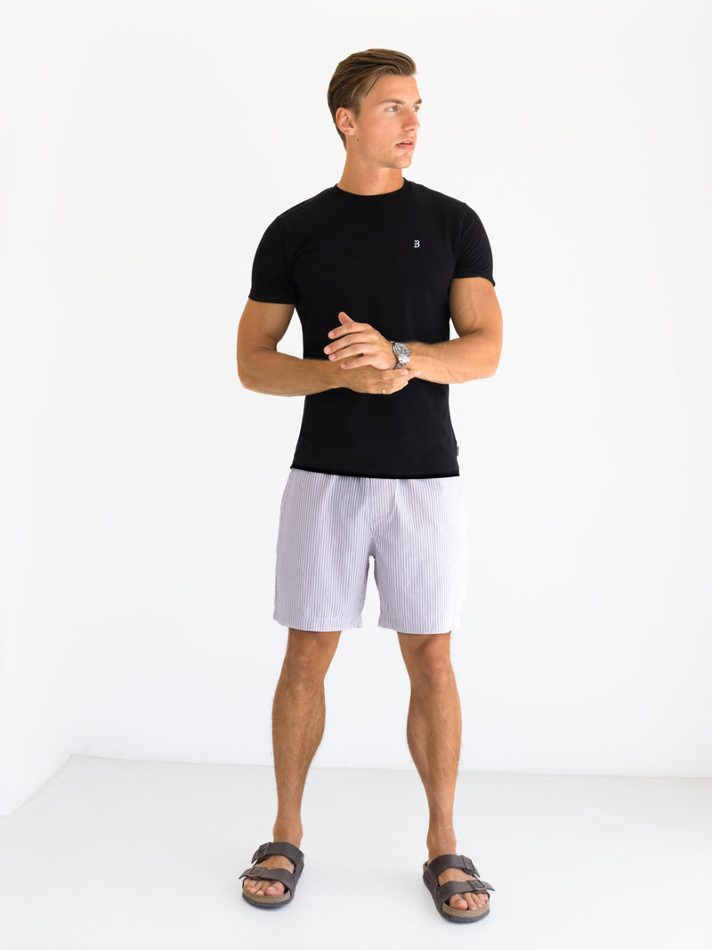 Ezra Relaxed Stripe Shorts - Purple