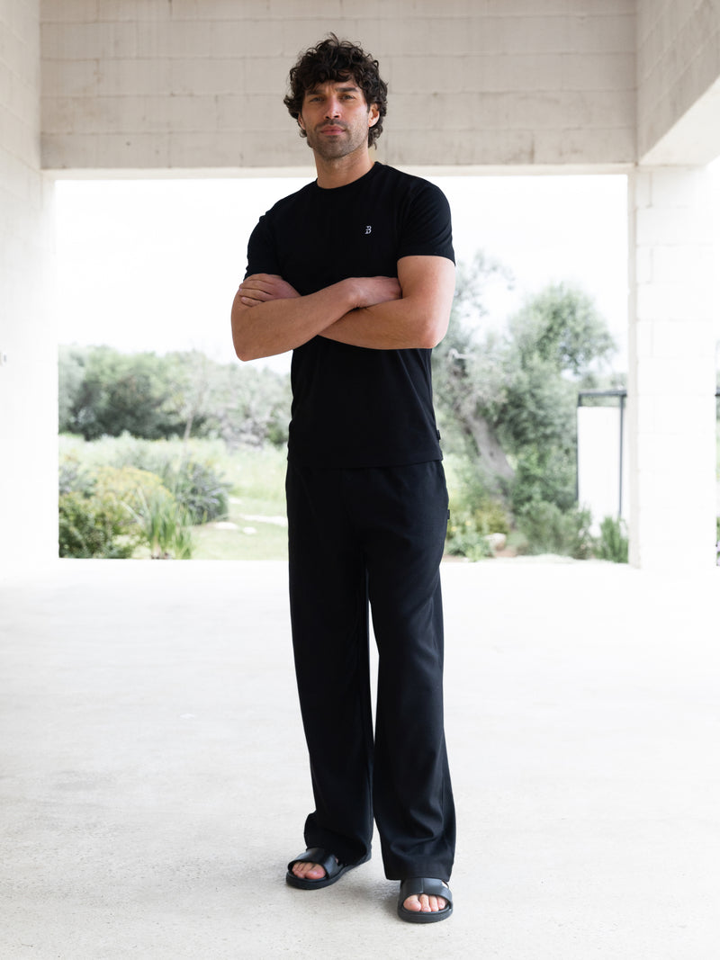 Freddie Relaxed Linen Trousers - Black
