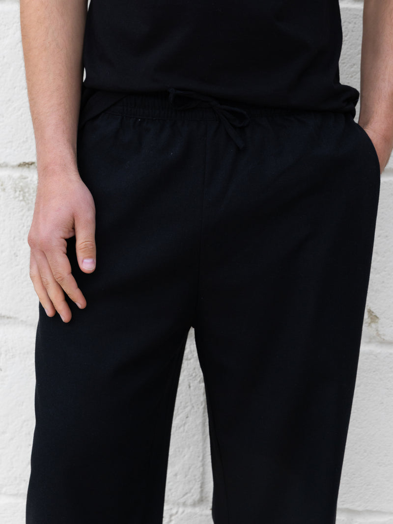 Freddie Relaxed Linen Trousers - Black