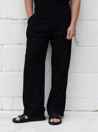 Freddie Relaxed Linen Trousers - Black
