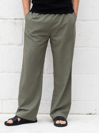 Freddie Relaxed Linen Trousers - Khaki