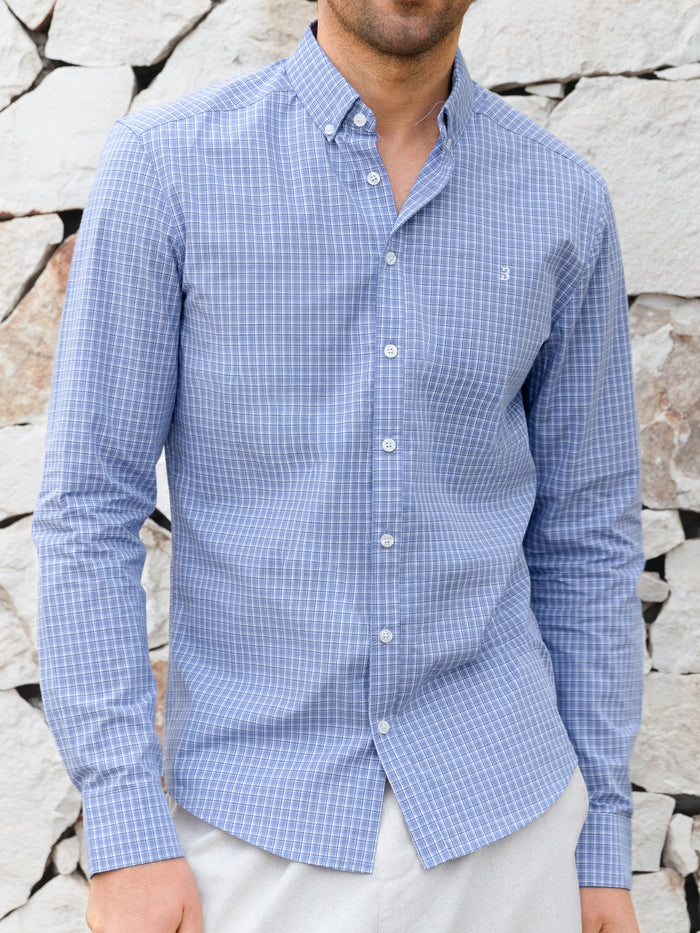 Conrad Long Sleeve Checked Shirt - Blue